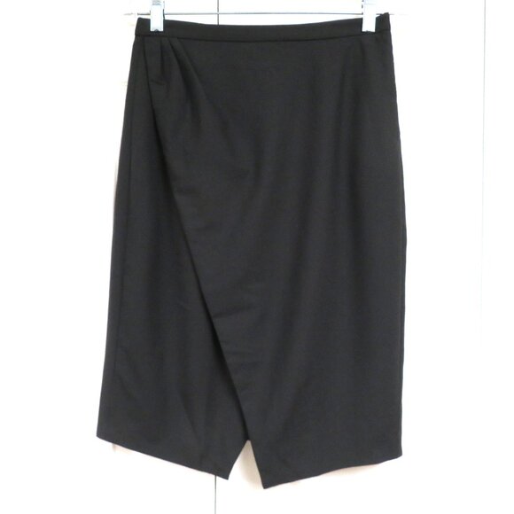 J. Crew 365 Asymmetric Wrap Skirt Size 0 Solid Black - Picture 2 of 7